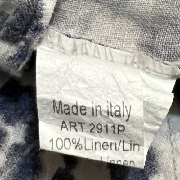 Lungo L’Arno 100% Linen Top Blouse 1X Made in Italy Gray Abstract Print - Picture 5 of 8
